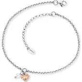 Engelsrufer Fußkette "Herz", rosa (edelstahlfarben, roségoldfarben, weiß), Fußketten, Damen, Edelstahl Perlen, Edelstahl, Perlen, Fußkette, mit Süßwasserzuchtperle