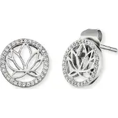 Engelsrufer Damen-Ohrstecker Lotus 925er Silber rhodiniert 64 Zirkon Engelsrufer Silber