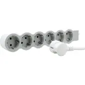 Legrand 694565 Flache Steckdosenleiste 6x Steckdose, 3 Meter Kabel Farbe: Ultraweiß/Grau