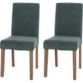 MCW 2er-Set Esszimmerstuhl Littau, Stuhl Küchenstuhl Hochlehner, Stoff/Textil Chenille Holz grün, naturfarbene Beine