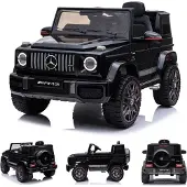 Es-toys Kinderfahrzeug - Elektro Auto "Mercedes G63 AMG" - Lizenziert - 12V7AH Akku,2 Motoren- 2,4Ghz Fernsteuerung, MP3+Ledersitz+EVA
