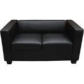 Mendler 2er Sofa Lille, Kunstleder schwarz