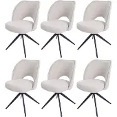 Mendler 6er-Set Esszimmerstuhl MCW-N72, Polster-Küchenstuhl, drehbar Auto-Return, Stoff/Textil (420g/m²) creme