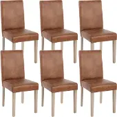 MCW 6er-Set Esszimmerstuhl Littau, Stuhl Küchenstuhl Textil, WildKunstleder, Beine Struktur - Eiche