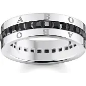 Thomas Sabo Bandring mit Schwarzen Steinen Pavé Silber