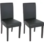 MCW 2er-Set Esszimmerstuhl Stuhl Küchenstuhl Littau Kunstleder, schwarz matt, dunkle Beine