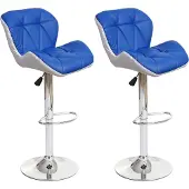 Mendler 2er-Set Barhocker MCW-A92, Barstuhl Tresenhocker, höhenverstellbar Kunstleder blau
