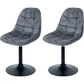 MCW 2er-Set Esszimmerstuhl MCW-A60, Küchenstuhl Stuhl Drehstuhl, Stahl MVG Stoff/Textil Chenille (465g/m²) dunkelgrau