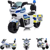 Chipolino Kinder Elektromotorrad Police 3 Räder Scheinwerfer Musikfunktion weiß