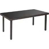 Mendler Poly-Rattan Gartentisch Chieti, Esstisch Tisch mit Glasplatte, 160x90x74cm braun
