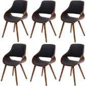 Mendler 6er-Set Esszimmerstuhl MCW-D23, Küchenstuhl Stuhl, Retro-Design Kunstleder schwarz