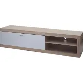 Mendler TV-Rack MCW-L33, TV-Board Fernsehtisch Lowboard TV-Schrank Kommode, Holz 43x180x41cm Staufach, Eiche-Optik, weiß