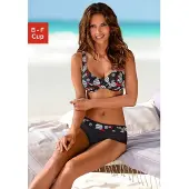 LASCANA Bügel-Bikini , Damen, Gr. 38, Cup B, bunt (schwarz, bedruckt), Polyamid, bedruckt, Bikini-Sets Bügel-Bikini, mit verstellbaren Trägern