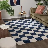 De Onlinewinkelier b.v. Teppich Kariert - Blox Blau Weiß 120x170 cm