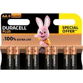 Duracell Plus 100, Einwegbatterie, AA, Alkali, 1,5 V, 8 Stück(e), Mehrfarbig