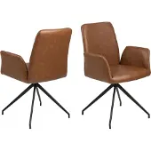 Ebuy24 Nadine Esszimmerstuhl mit Drehfuß, cognac PolyurethanKunstleder, Metall schwarz.