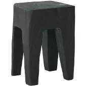 MUST Living Hocker Ativ aus recyceltem Teakholz, skandinavisches Design, schwarz, handgefertigtes Unikat