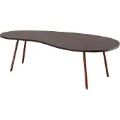 FineBuy Couchtisch Akazie Grey Massivholz 122 cm · Wohnzimmertisch in Nierenform Metallbeinen · Handgefertigter Design Tisch im Retro Mid-Century Look