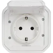 Legrand PLEXO New Feuchtraum-Steckdose, inklusive Klappdeckel, Berührungsschutz, Installation mit Schraubklemmen, 16A, IP44 IK07 Weiß, 069771L