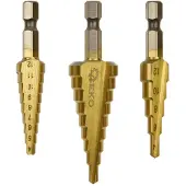 GEKO | Stufenbohrer, 3-20mm, 3-tlg, Stufenbohrer Set, Bohrer Satz für Metall, Holz, Kunststoff