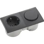 Berker Integro Flow Steckdose mit Schalter - Einbausteckdose mit integriertem Schalter, anthrazit