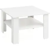 FineBuy Couchtisch Weiß Holz 60 x 42 x 60 cm Holztisch mit Ablage Wohnzimmertisch Coffee Table Sofatisch Loungetisch Kaffeetisch Stubentisch