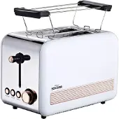 Schaefer Toaster Retro-Look, 2-Scheiben, 850 Watt, EDS weiß/rose-goldfarben