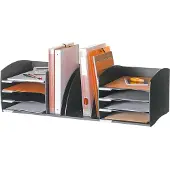 PaperFlow Schreibtisch-Organizer, 8 Fächer, Trennelemente verstellbar, schwarz