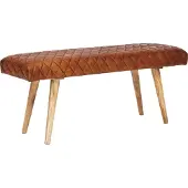 Massivart Sitzbank 115 cm echtes Leder braun Mango massiv - RIST