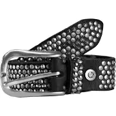 B.belt Gürtel - 35mm Leder- Nietg?rtel Q. 6483 - Gr. 90 - in Schwarz - für Damen