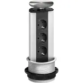 Evoline Port Steckdosenelement 3 Steckdosen Wippdeckel Edelstahl