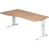 Hjh OFFICE PRO MEGA 18 W - 180 x 100 höhenverstellbar Nussbaum/Weiß