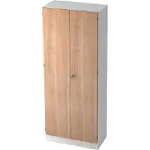 Hjh OFFICE PRO SIGNA K 6200 SG - 5 OH Weiß/Nussbaum mit Knauf (abschließbar) Garderobenschrank