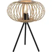 JUST LIGHT LED Tischlampe RACOON ellipsenförmiger Schirm aus Sperrholz-Elementen Holz-natur Wohnzimmer, Schlafzimmer, Büro, Küche, Esszimmer, Flur
