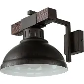 Licht-Erlebnisse Wandlampe Vintage HAKON Braun Holz Metall Holz E27 wohnliche Wandleuchte Wohnzimmer Flur