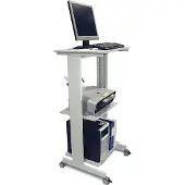 Twinco PC-Arbeitstisch H1180xB600xT500mm lichtgrau, RAL 7035 fahrbar