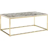 FineBuy Couchtisch 100cm rechteckig mit Marmor Optik Weiß & goldenem Metallgestell – Moderner Wohnzimmertisch - Design Sofatisch für Wohnzimmer eckig