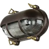 Licht-Erlebnisse Wandleuchte außen Echt-Messing Glas IP64 E27 rostfrei Maritim Bullauge Außenlampe Garten Haus