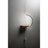 FABAS LUCE Roseg 9,5 W integrierte LED-Wandleuchte, 3000 K, schwarzer Metall- und Holzrahmen, Touch-Dimmung, IP20 - Roseg