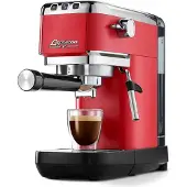 Tchibo Siebträger Espressomaschine "Lapressa" (15 bar, 980ml Wassertank), Pre-Infusion Technologie, mit 2-Tassen-Funktion und Milchschaumdüse, inkl. zwei doppelwandigen Sieben (Rot)