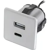 Furnika Einbau USB-Charger alufarbig 1xTYP-A + C
