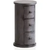 FineBuy Design Sideboard 65 cm Mango Massivholz Schwarz Schränkchen mit Schubladen Schmaler Beistellschrank Massiv Mini Kommode Rund