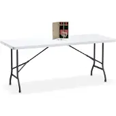 Relaxdays Gartentisch, klappbar, HBT: 72 x 180 x 74 cm, Kunststoff, Stahl, wetterfest, 8 Personen, Campingtisch, weiß