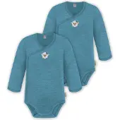 Normani 2er Pack Doppelpack Baby-Body Merino Wickelbody Bodysuit Langarm - 9343