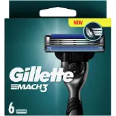 Gillette - Mach3 Herren-Rasierklingen - Blau/Schwarz - 6 Stück