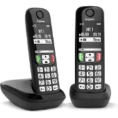 Gigaset E270 Duo, DECT-Telefon, Kabelloses Mobilteil, Freisprecheinrichtung, 100 Eintragungen, Anrufer-Identifikation, Schwarz