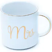 Intirilife Kaffeetasse mit Goldrand und Aufschrift Mrs Hochzeit