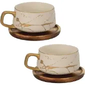 Intirilife Teetasse mit Holz Untersetzer