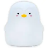 Intirilife Nachtlicht für Kinder mit 7 Farben - Weißer Pinguin - 11.5 x 11 x 13 cm - Süße Nachtleuchte Deko aus Silikon Aufladbar mit Kabel Nachtlampe Geschenk