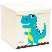Intirilife Aufbewahrungsbox mit Deckel für Kinder - 35 x 33.5 x 33 cm - Motiv Dinosaurier - Würfel Box Behälter für Spielzeug Decken Kleidung kompatibel mit Kallax Regalen
